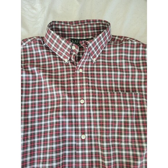 Lauren By Ralph Lauren Men's Red White Black Long Sleeve Shirt NWOT 32/33 - Picture 7 of 11
